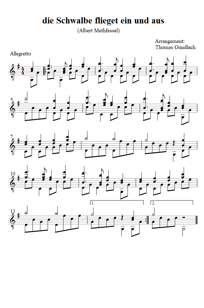 die Schwalbe flieget ein und aus