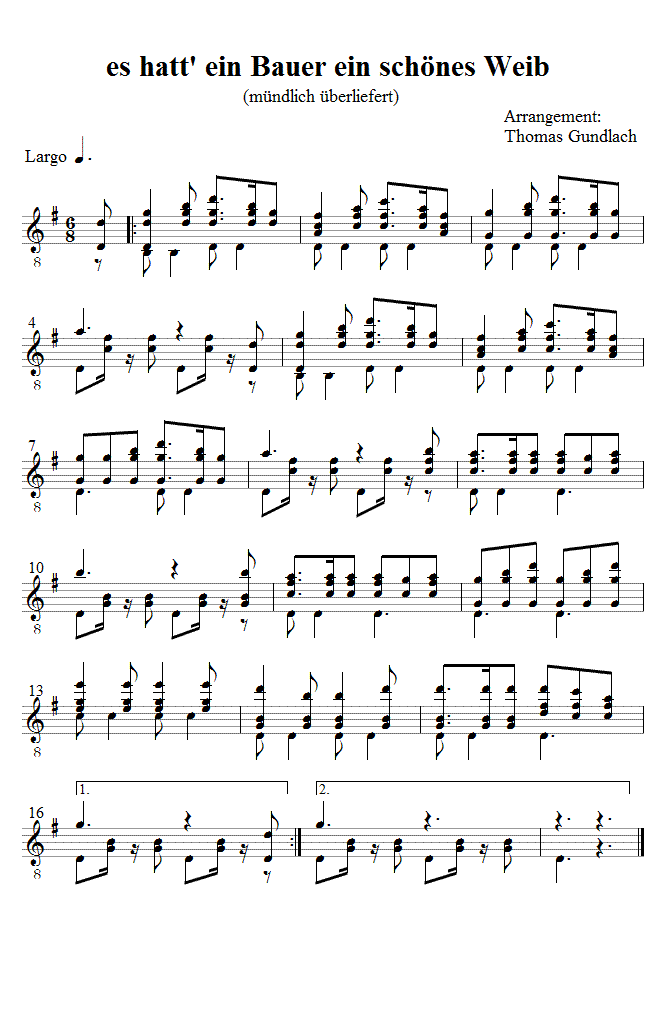 es hatt' ein Bauer ein sch&ouml;nes Weib