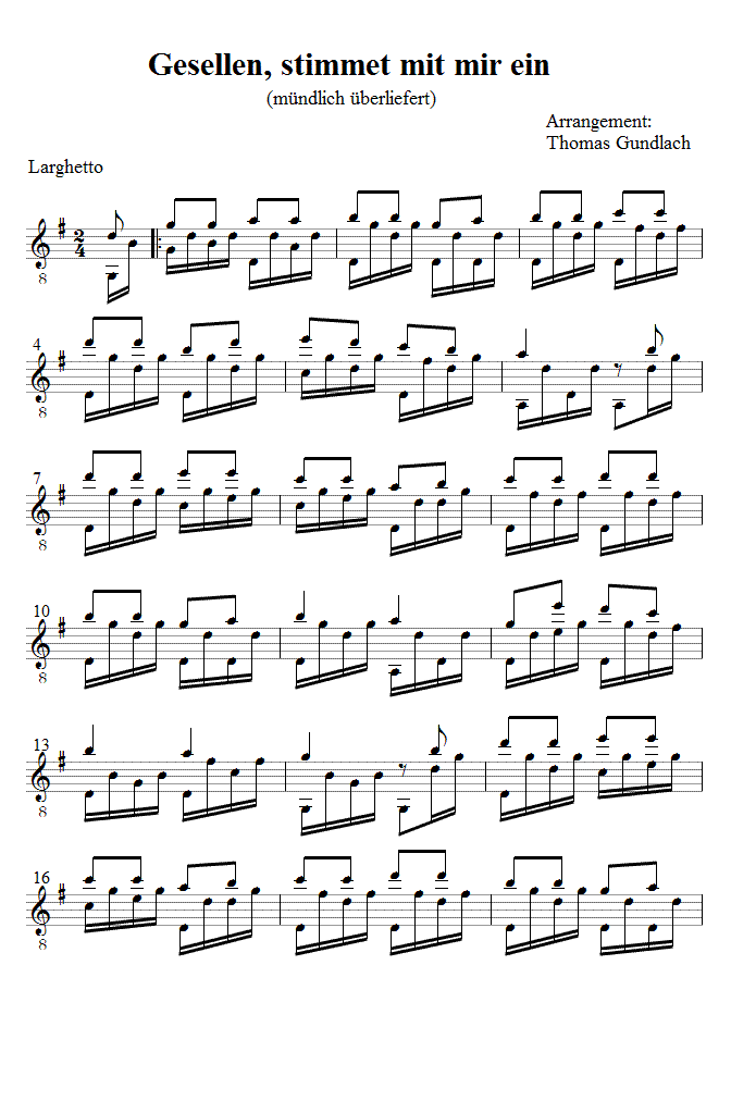 Gesellen, stimmet mit mir ein