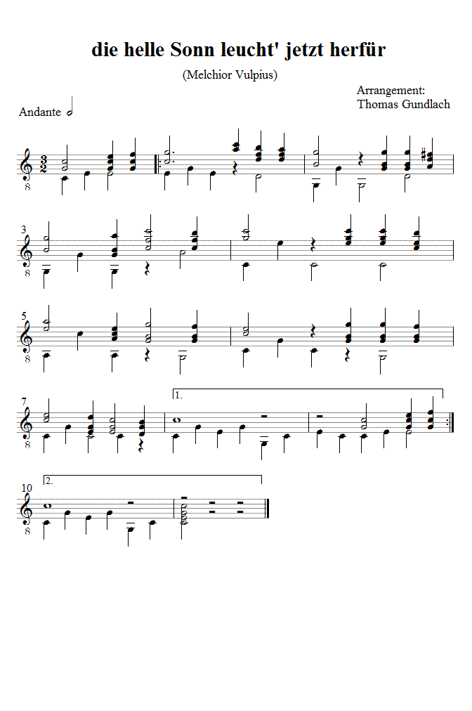 die helle Sonn leucht' jetzt herf&uuml;r