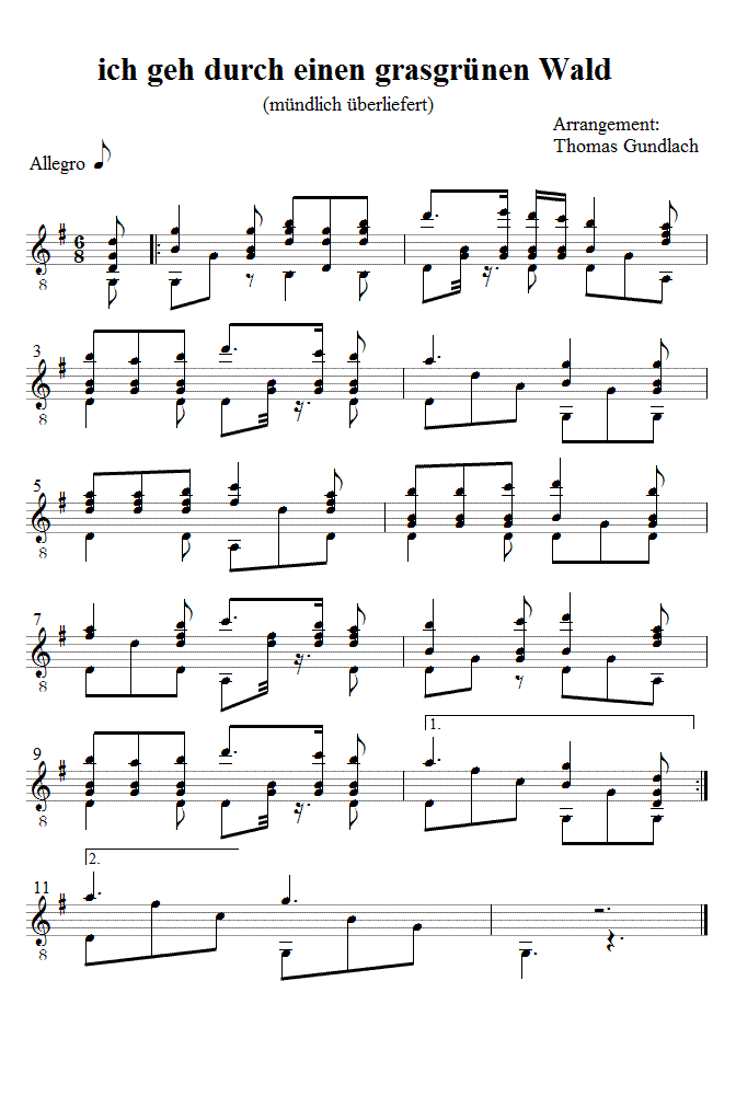 ich geh durch einen grasgr&uuml;nen Wald