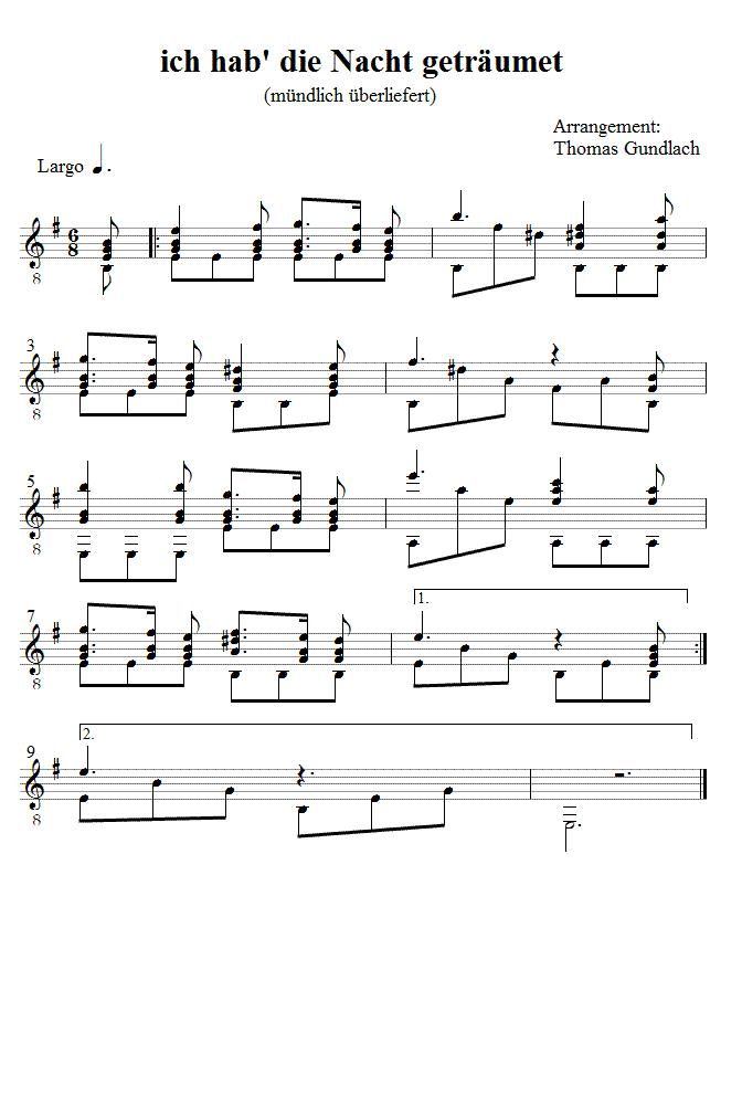 ich hab' die Nacht geträumet