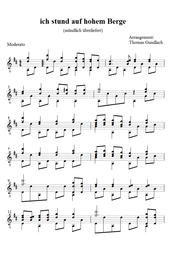 ich stund auf hohem Berge