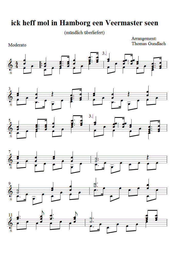 ick heff mol in Hamborg een Veermaster seen