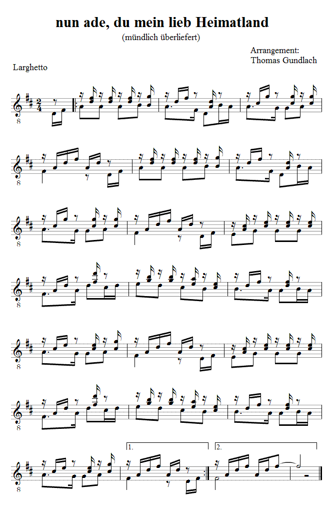 nun ade, du mein lieb Heimatland