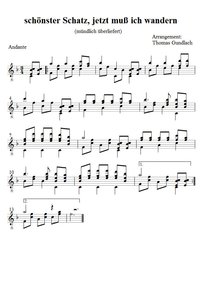 sch&ouml;nster Schatz, jetzt mu&szlig; ich wandern