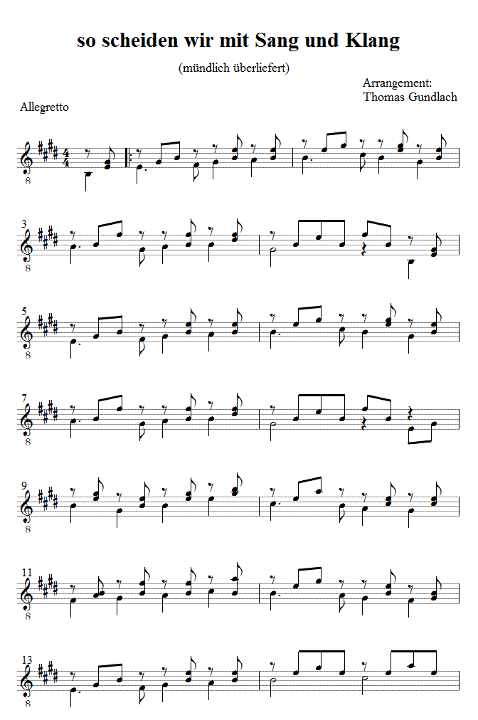 so scheiden wir mit Sang und Klang