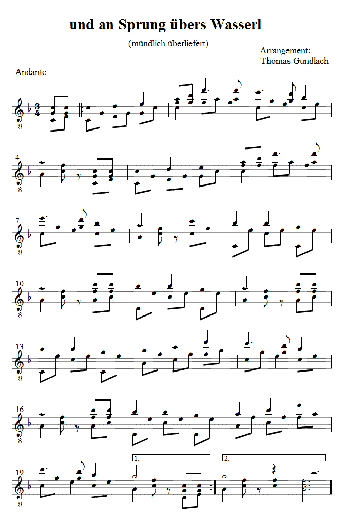 und an Sprung &uuml;bers Wasserl