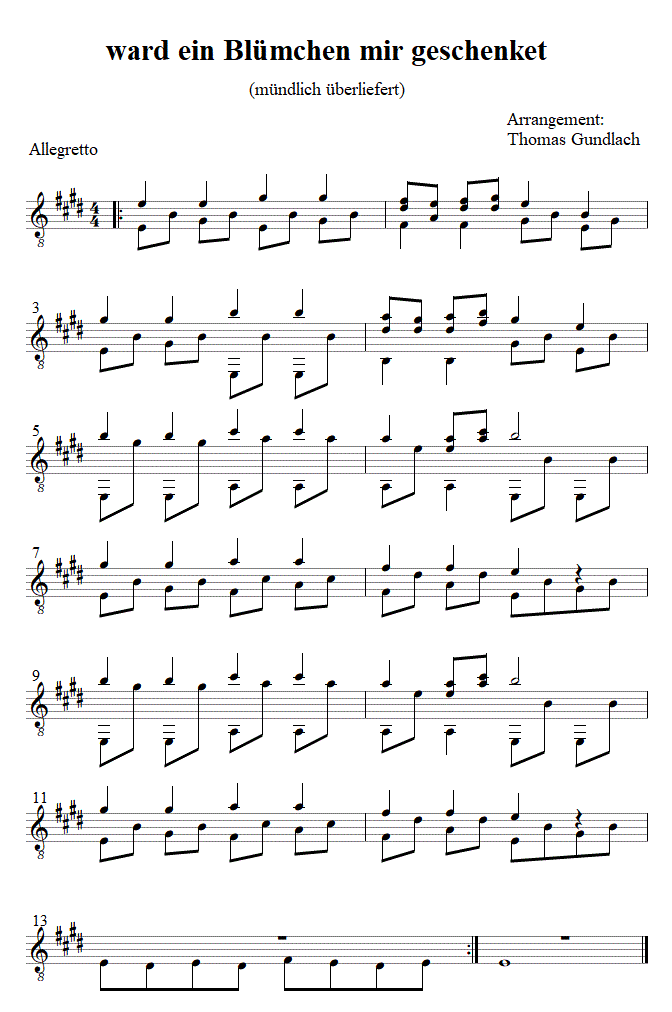 ward ein Bl&uuml;mchen mir geschenket