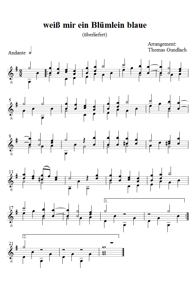 wei&szlig; mir ein Bl&uuml;mlein blaue