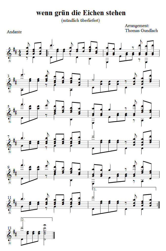 wenn gr&uuml;n die Eichen stehen